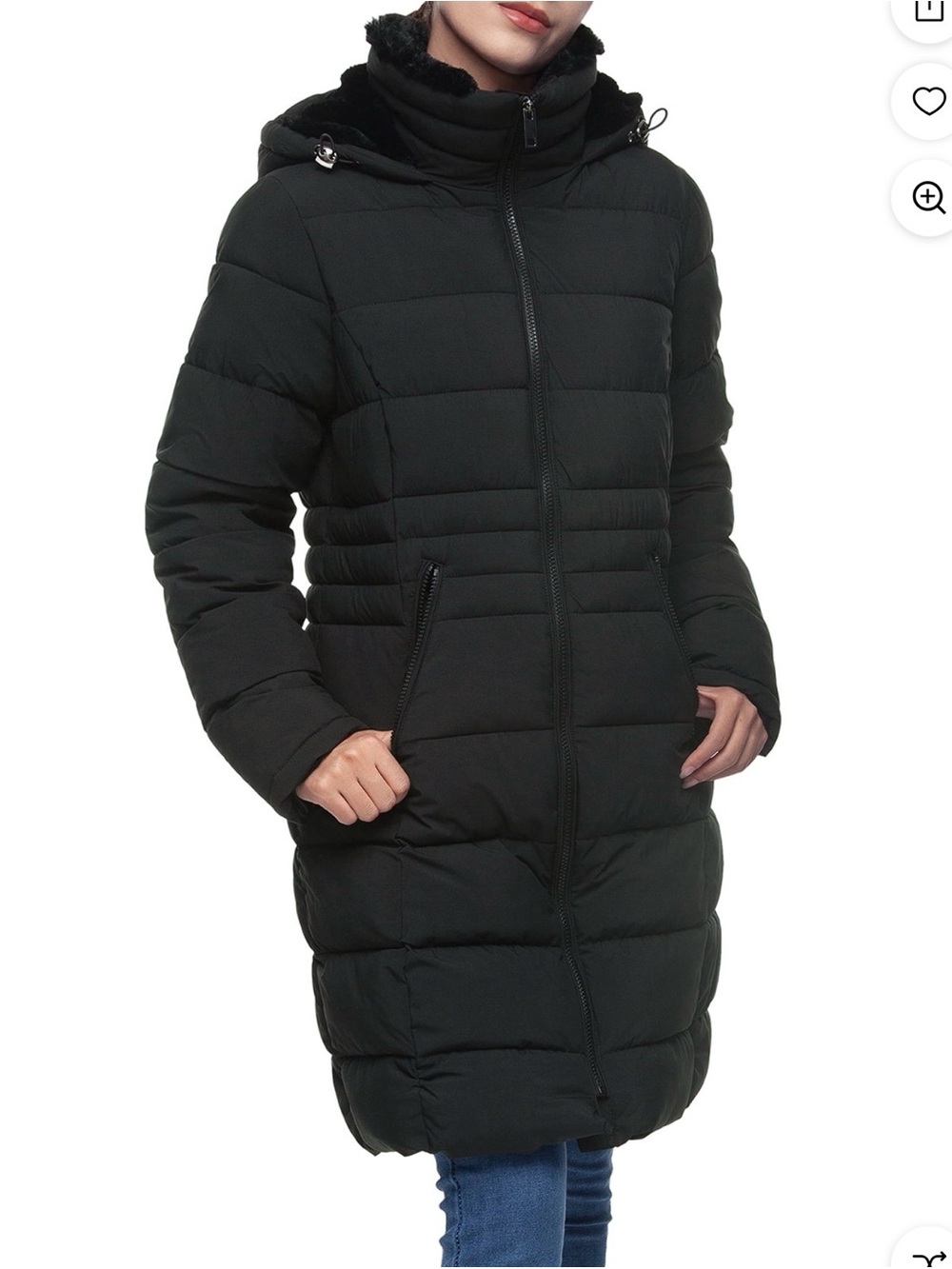 Rokka&Rolla Women's Heavy Long Winter Coat with Fleece Hood Parka